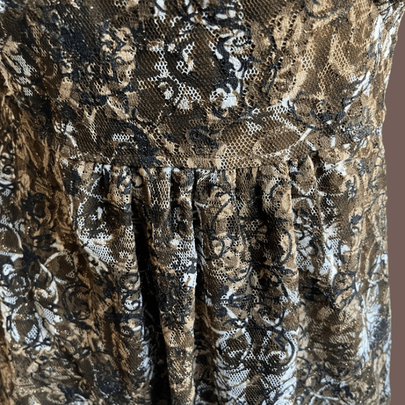 Style & Co. Mesh Peplum Top | Green Tan Abstract | Size PS | Vintage - Picture 2 of 5